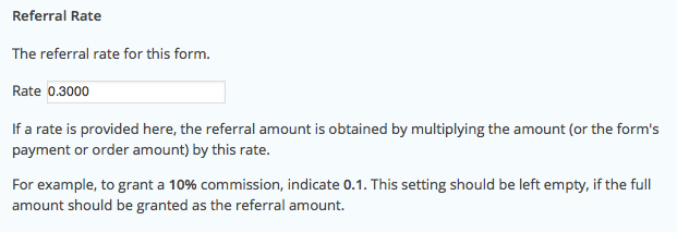 Form Settings - Referral Rate