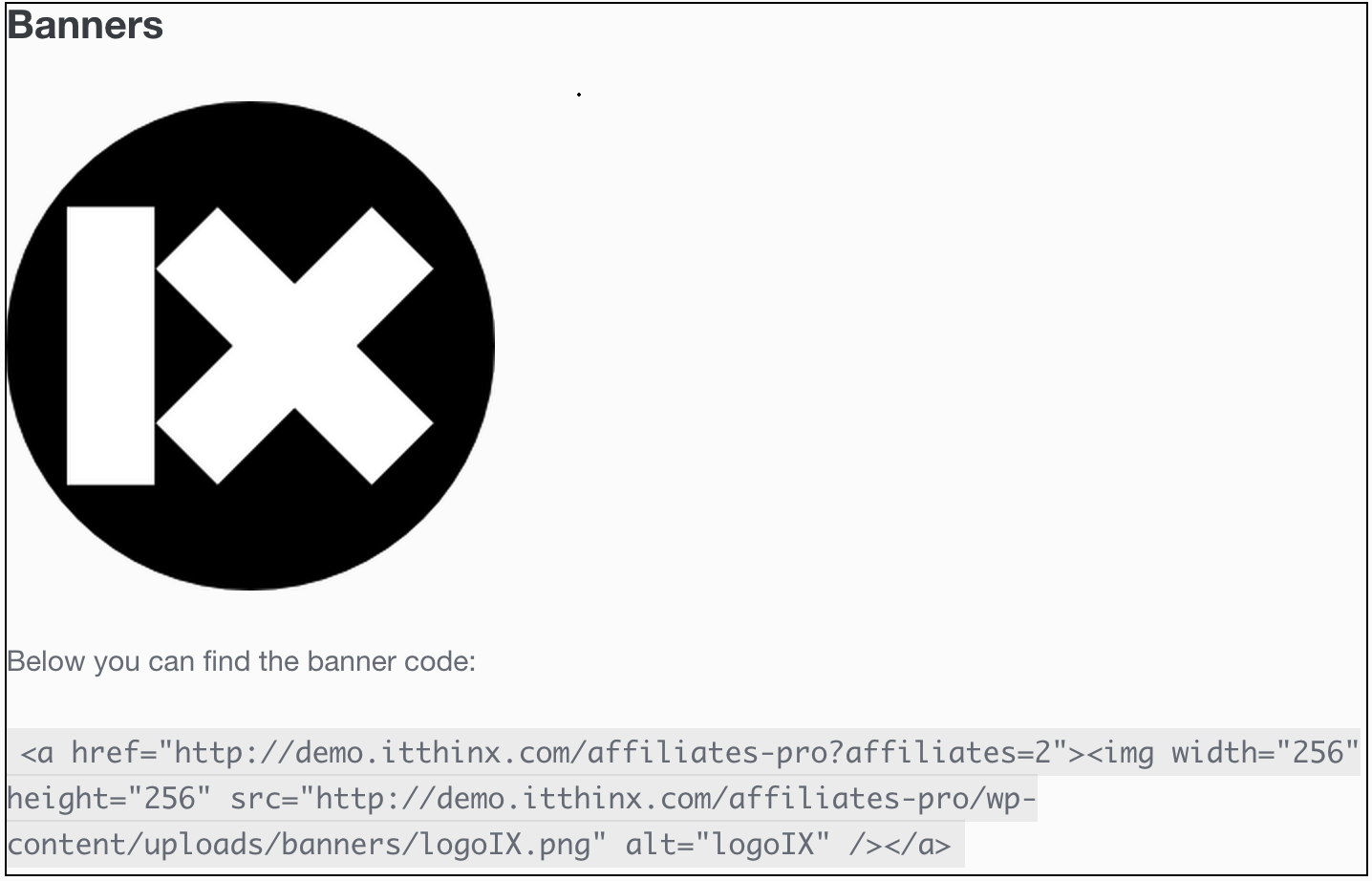 Banner shortcode output
