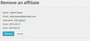 Remove Affiliate - Confirmation