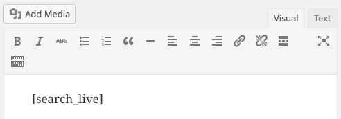 Search Live Shortcode - Visual Editor