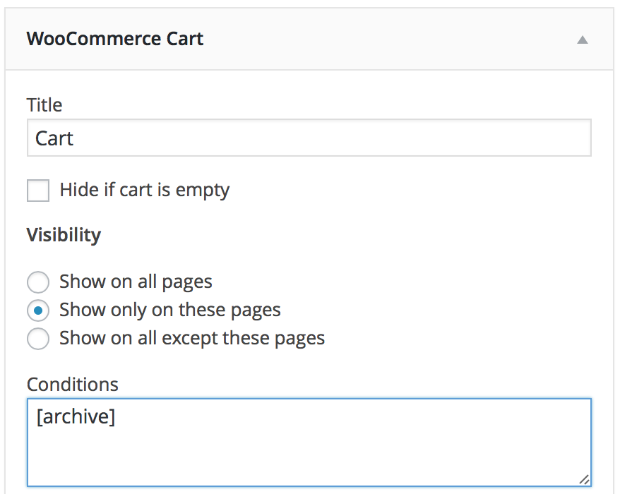 woocommerce cart widget with archive condition