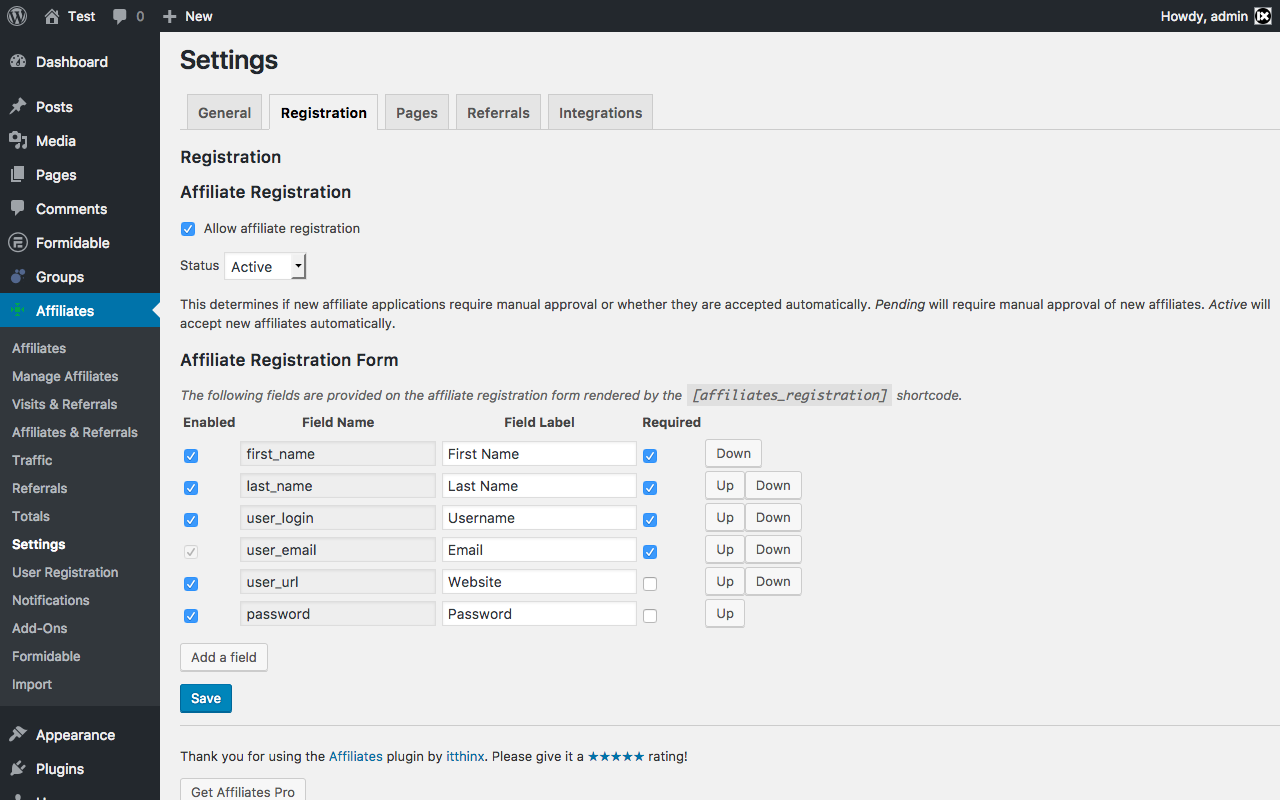 Creating Affiliate Registration Forms