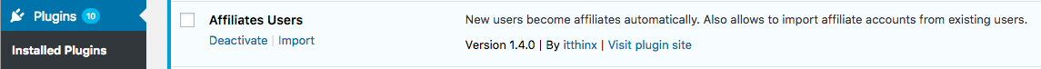 Affiliates Users | Itthinx Documentation