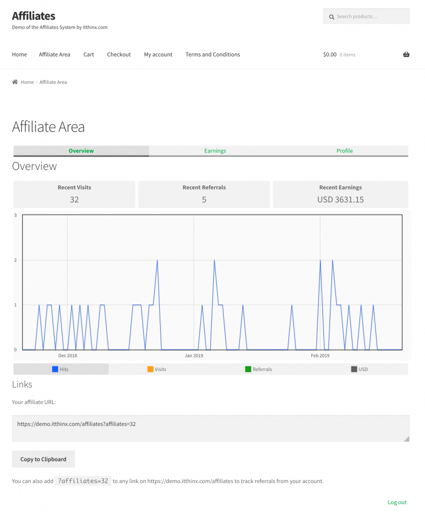 [affiliates_dashboard] | Itthinx Documentation